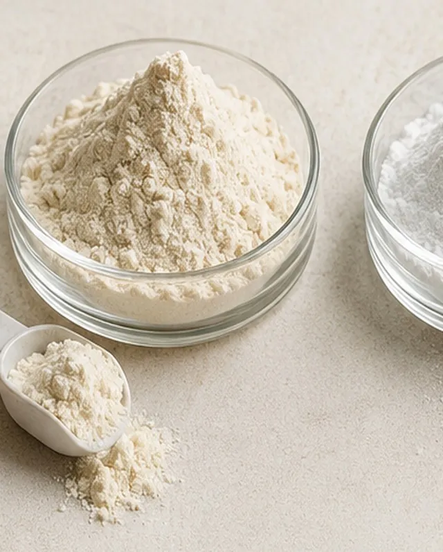 Quinoa protein powder in a laboratory dish